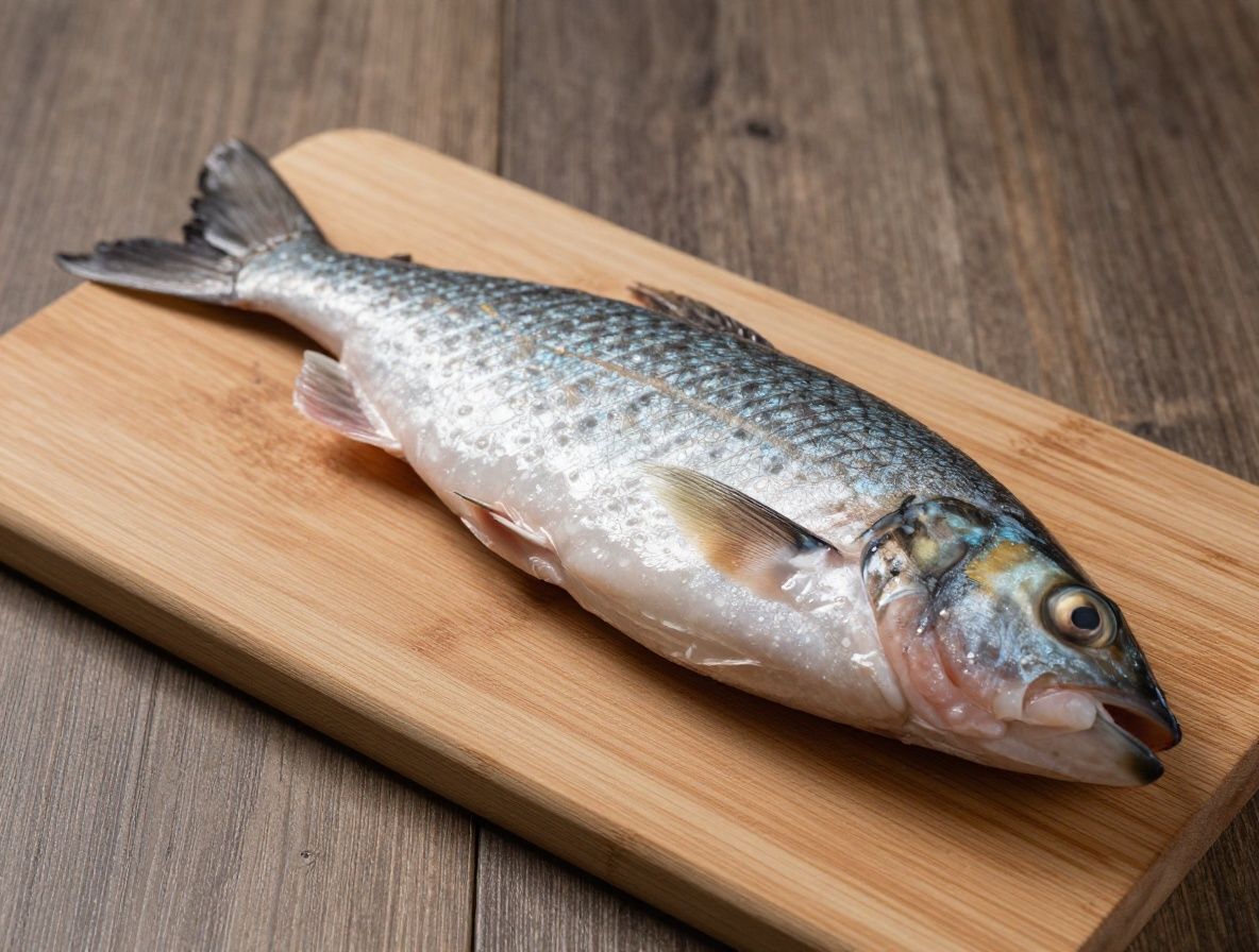 Źródła białek - jajka, ryba, drób i mięso na desce drewniany